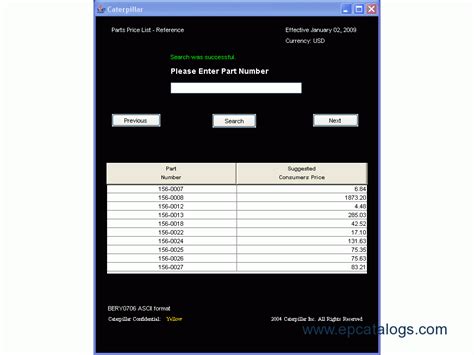 caterpillar price list